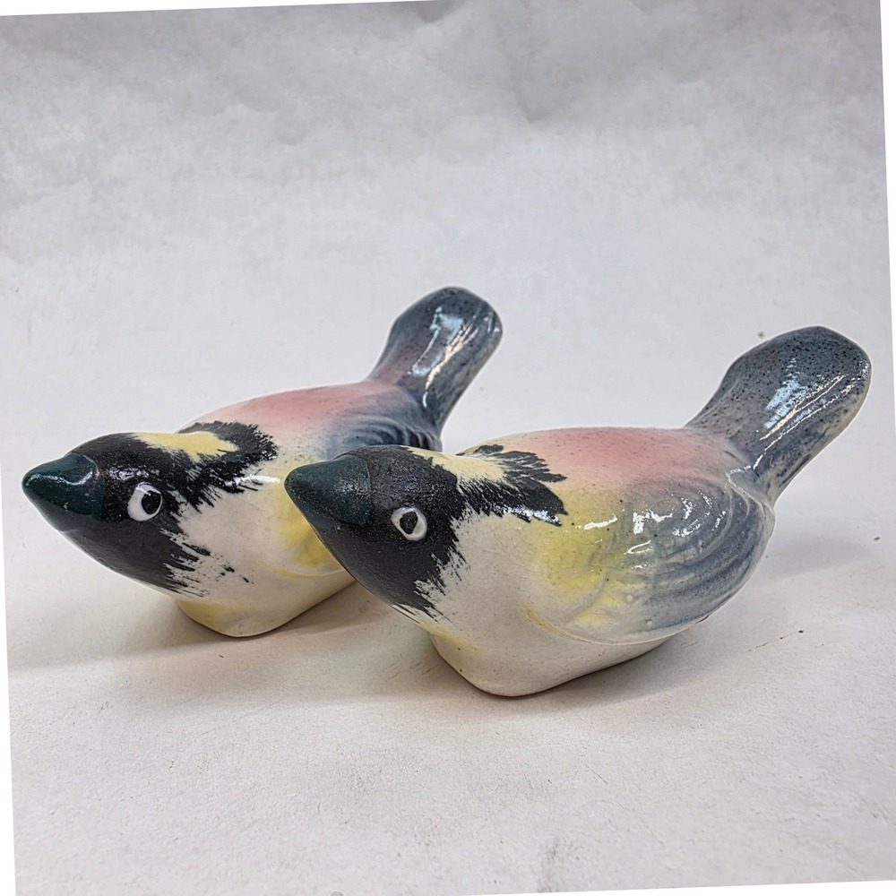 Japan Vintage Chopstick Rests Ceramic Bird Set Small Songbirds Pastel MCM